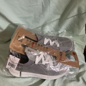 Unisex Gray Athletic Shoes with White Laces